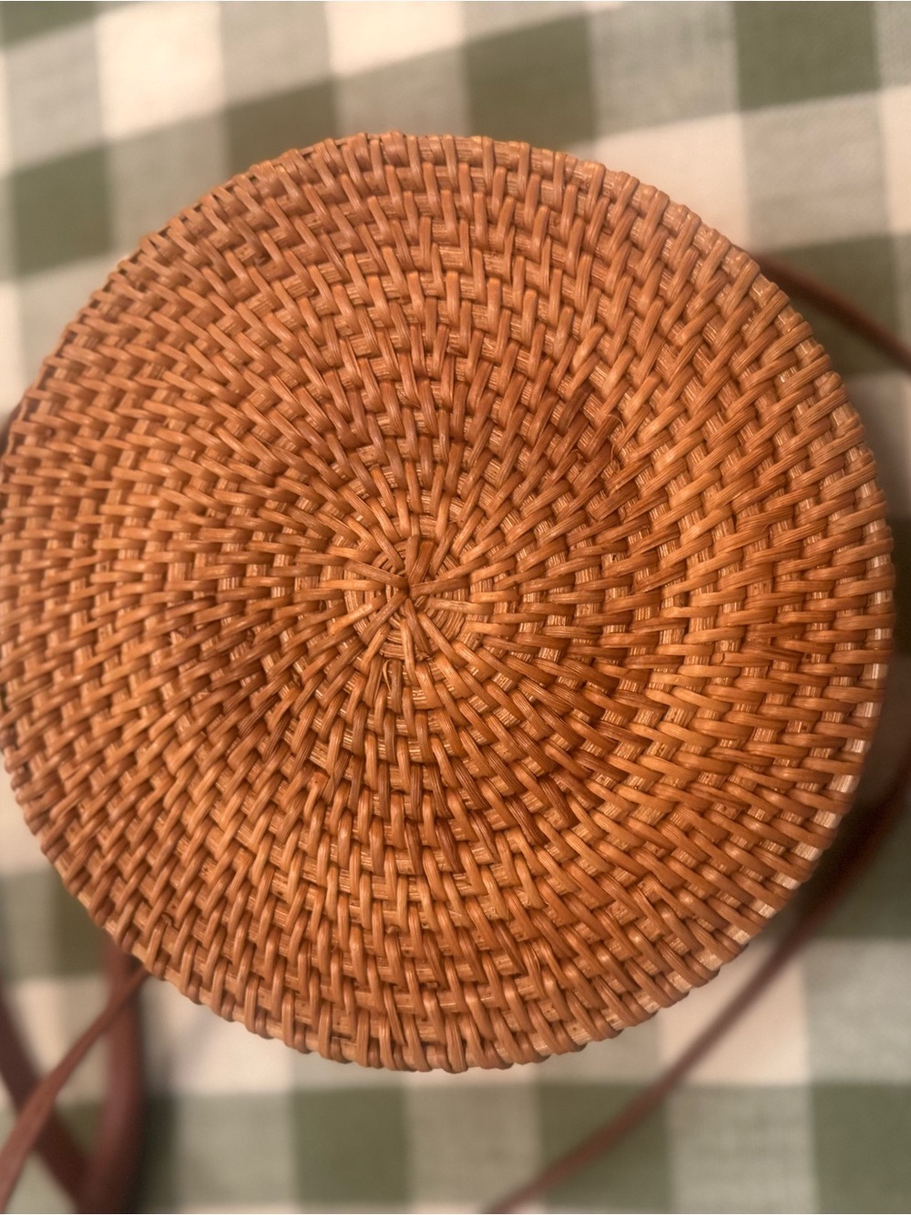 Bali Round Woven Rattan Crossbody Bag - Tan - Picture 6 of 6
